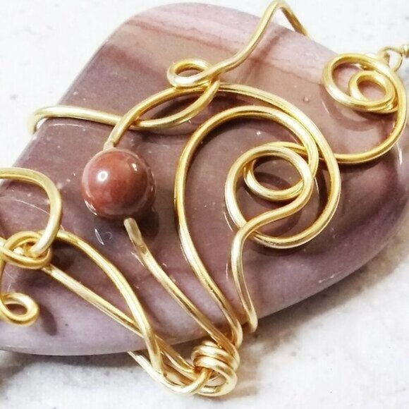 Huge! Wire Wrapped Mookaite Jasper Pendant! Grounding ~ Healing ~ Protection - Picture 7 of 9